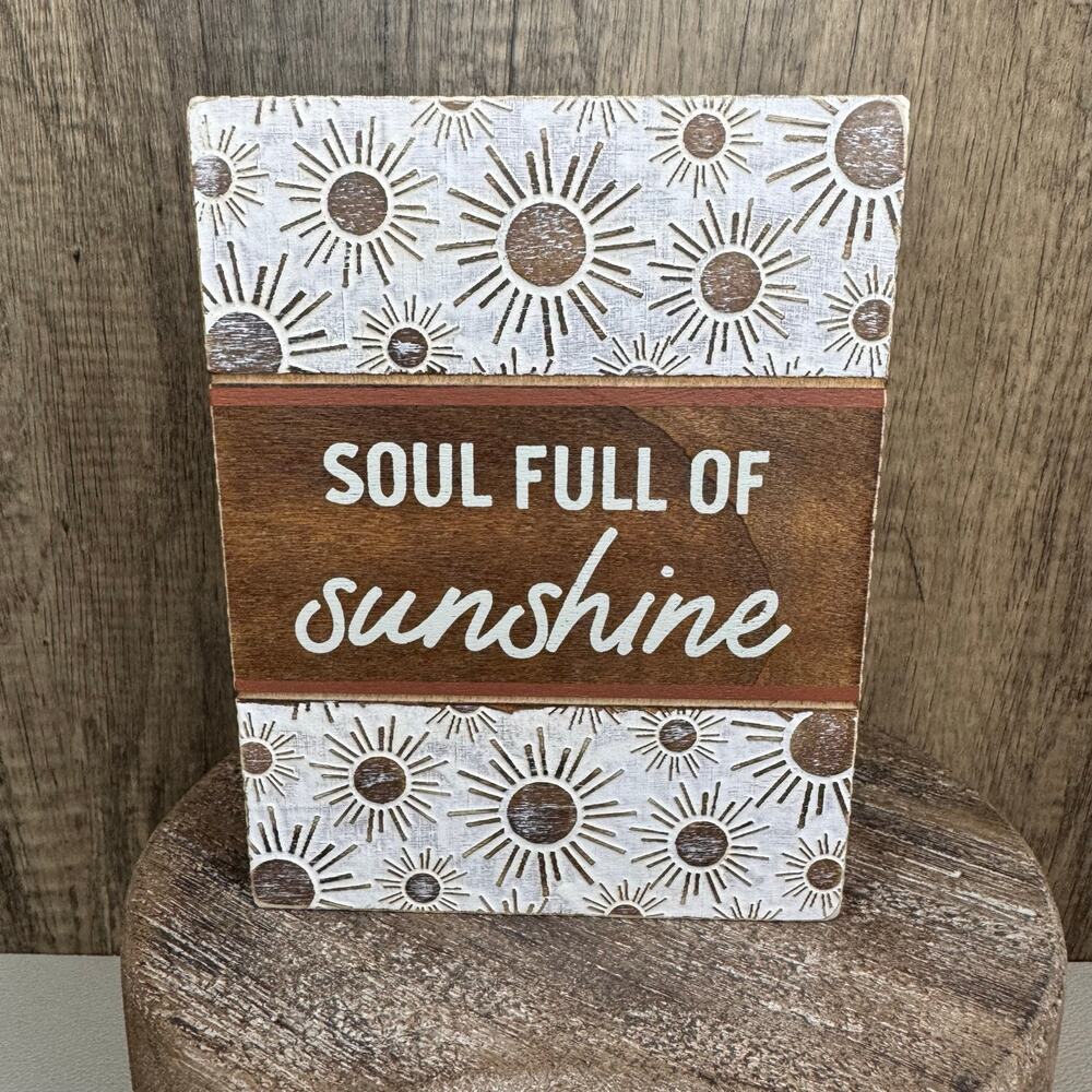 Rustic Home Wood Sign 6.5 x 5 Love Home Decor Desk Table Picture Carved Wood Sun